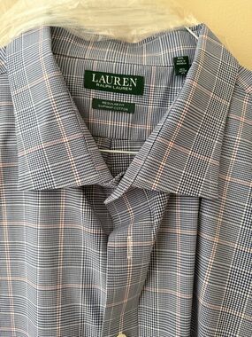 Lauren Ralph Lauren Men's Navy and Red Windowpane Dress Shirt